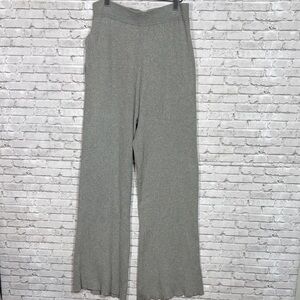 VEILED New York Ribbed Knit Warm Grey Foldover Wide Leg Pants size large